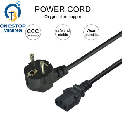 کابل های منبع تغذیه EU Plug Asic Miner سیم کابل 1.5 متر 1.8 متر 2 متر