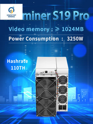 Antminer S19 Pro 110Th 3250W استخراج بیت کوین ماشین Asic استخراج بیت کوین